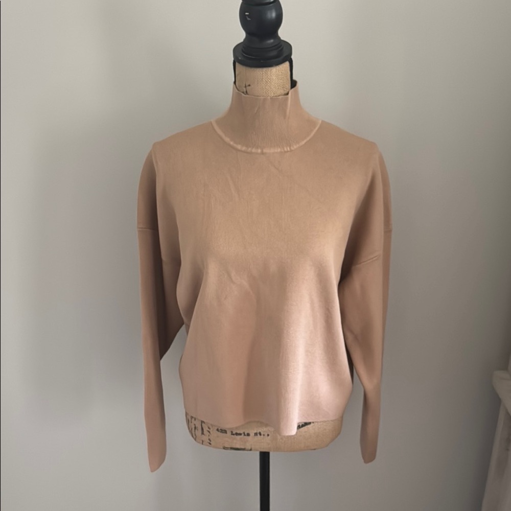 CLEA size XS Tan Ribbed Turtleneck Sweater